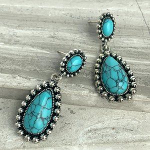 NEW~ Free People Turquoise Stone Drop Earrings